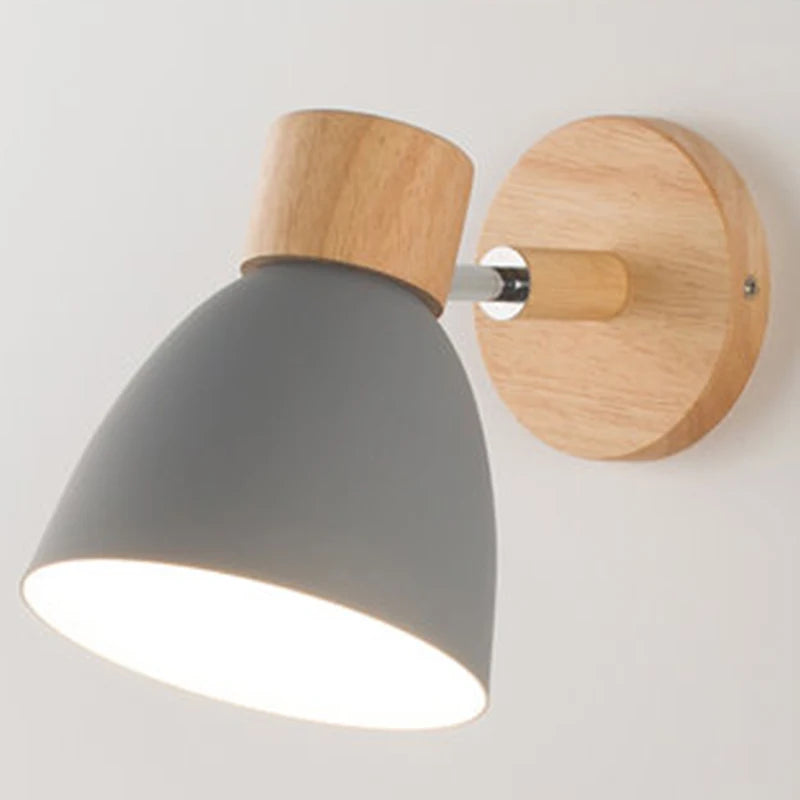 Make It Pop - Wooden Nordic Wall Lamp With Switch Modern Wall Sconce For Bedroom Living Room Home Lighting Macaroon 6 Color Steering Head E27
