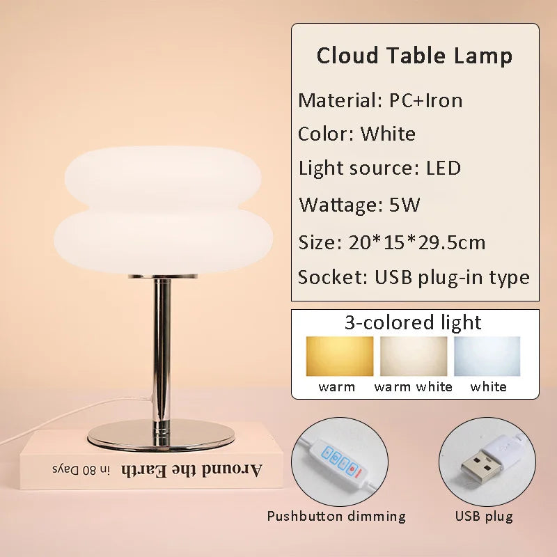 Make It Pop - Macaron LED Table Lamp Trichromatic Dimming Living Room Atmosphere Lamps Eye Protection Night Light Girl Bedroom Bedside Decor