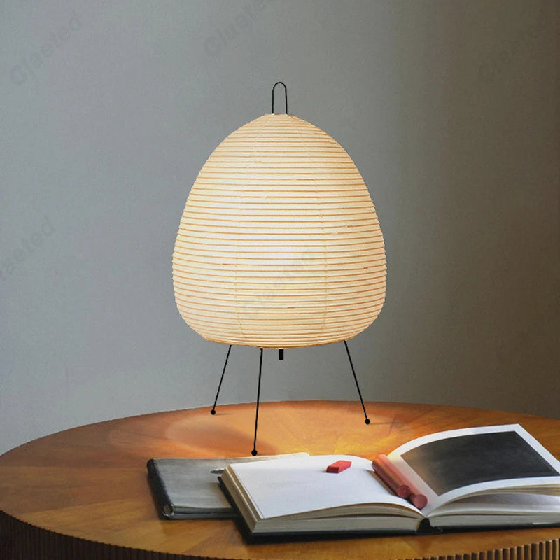 Make It Pop - Japanese Design Paper Table Lamp Tripod Rice Paper Table Lamp Japanese Style Lantern Lamp Led Desk Lamp for Bedroom