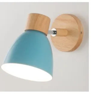 Make It Pop - Wooden Nordic Wall Lamp With Switch Modern Wall Sconce For Bedroom Living Room Home Lighting Macaroon 6 Color Steering Head E27