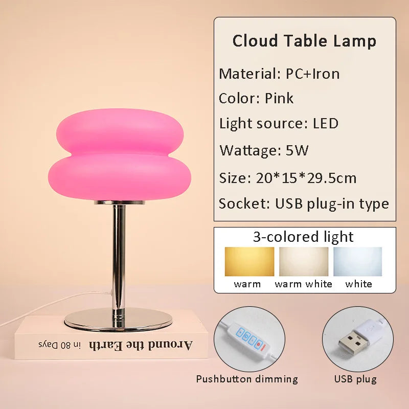 Make It Pop - Macaron LED Table Lamp Trichromatic Dimming Living Room Atmosphere Lamps Eye Protection Night Light Girl Bedroom Bedside Decor
