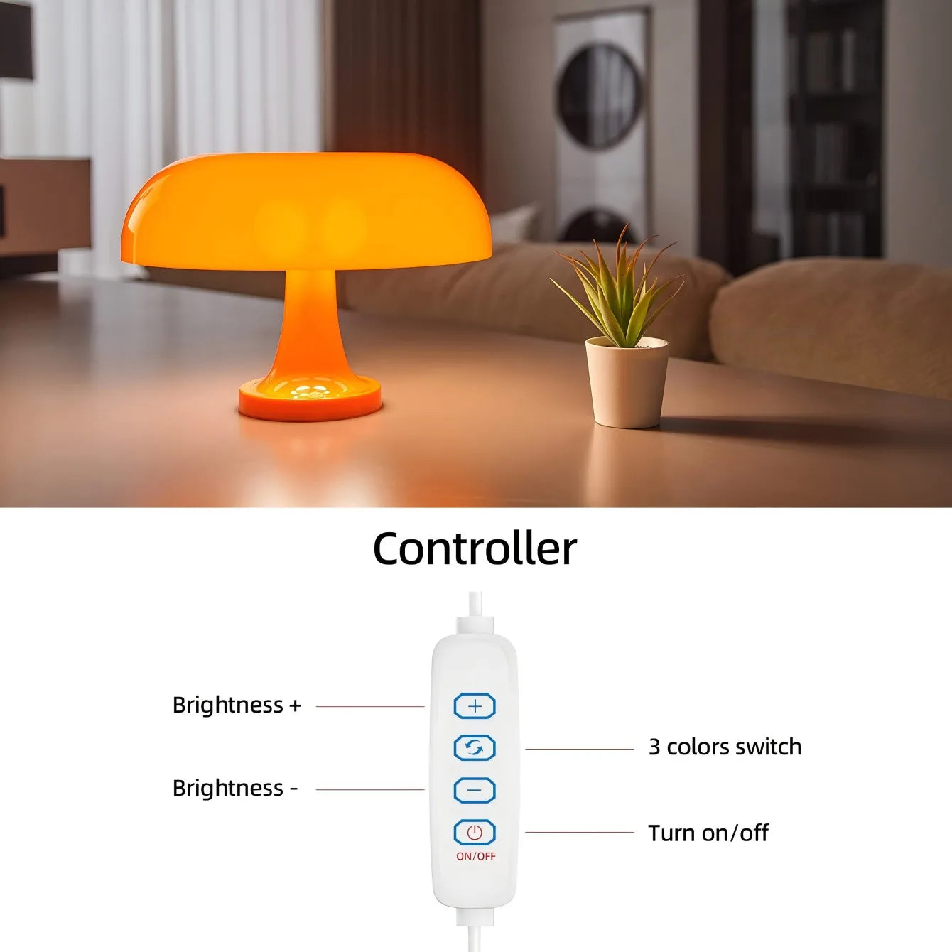 Make It Pop - Classic Mushroom Table Lamp Modern Bauhaus Art Table Lamp Bedroom Bedside Lamp Danish Designer Orange Decorative Table Lamp