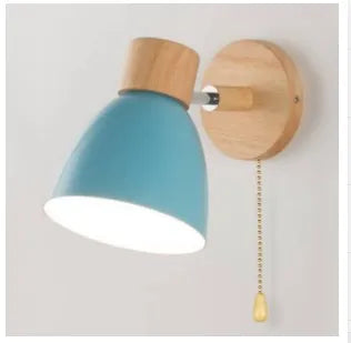 Make It Pop - Wooden Nordic Wall Lamp With Switch Modern Wall Sconce For Bedroom Living Room Home Lighting Macaroon 6 Color Steering Head E27