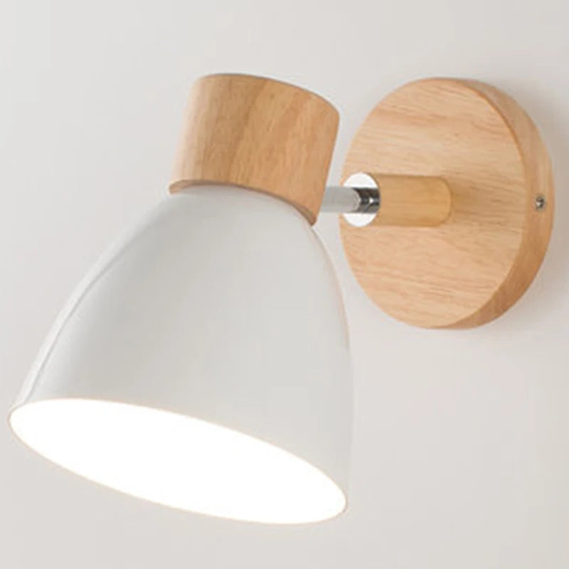 Make It Pop - Wooden Nordic Wall Lamp With Switch Modern Wall Sconce For Bedroom Living Room Home Lighting Macaroon 6 Color Steering Head E27
