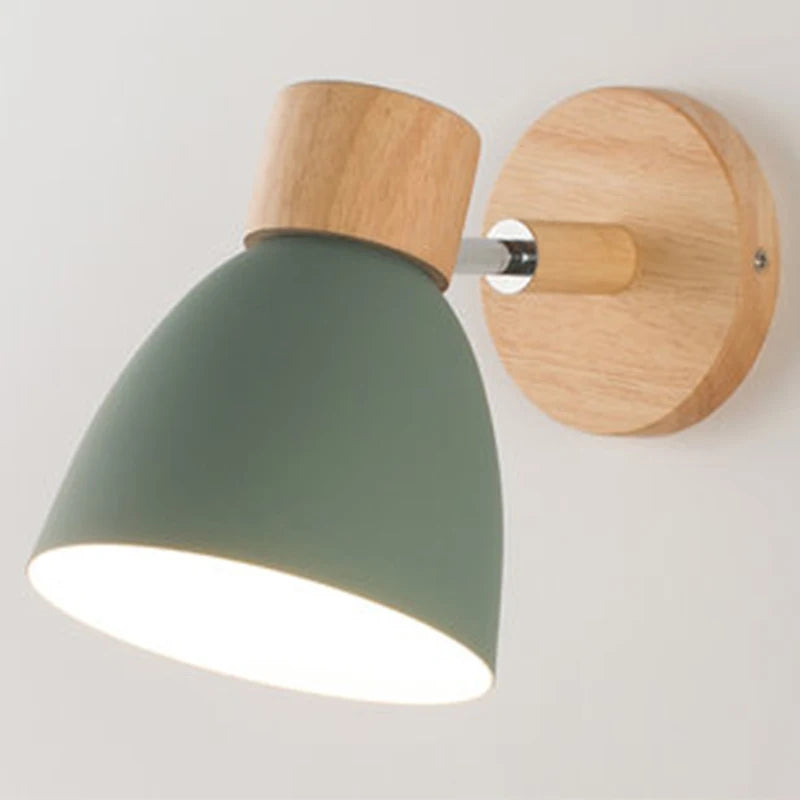 Make It Pop - Wooden Nordic Wall Lamp With Switch Modern Wall Sconce For Bedroom Living Room Home Lighting Macaroon 6 Color Steering Head E27