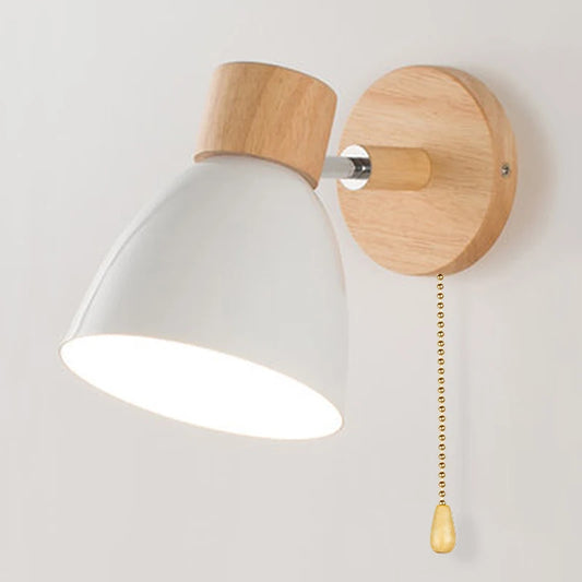 Make It Pop - Wooden Nordic Wall Lamp With Switch Modern Wall Sconce For Bedroom Living Room Home Lighting Macaroon 6 Color Steering Head E27