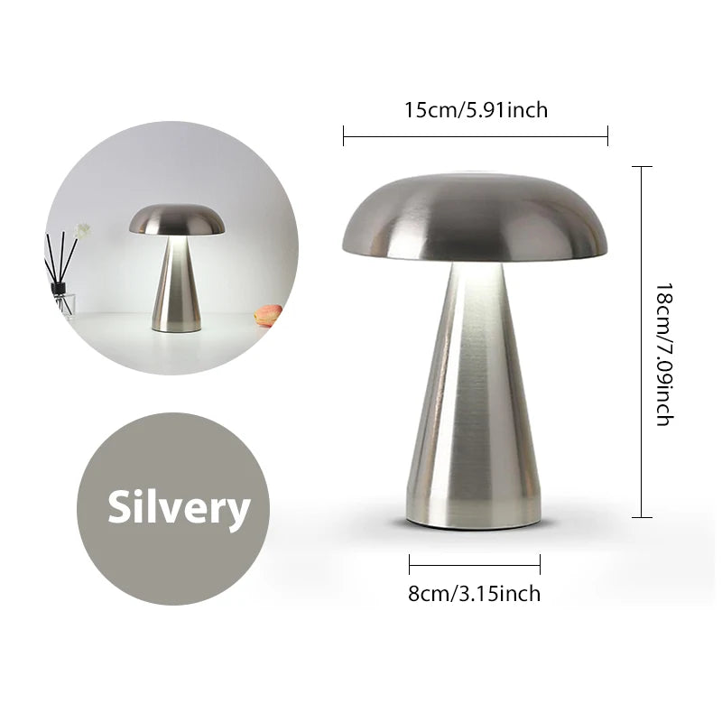 Make It Pop - Retro Table Lamp Mushroom LED Night Light Rechargeable desk lamp Touch Sensor Reading Lights for bedroom Restaurant Bar Decor