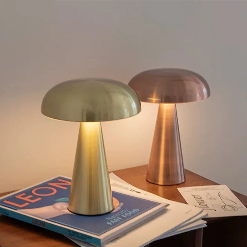 Make It Pop - Retro Table Lamp Mushroom LED Night Light Rechargeable desk lamp Touch Sensor Reading Lights for bedroom Restaurant Bar Decor