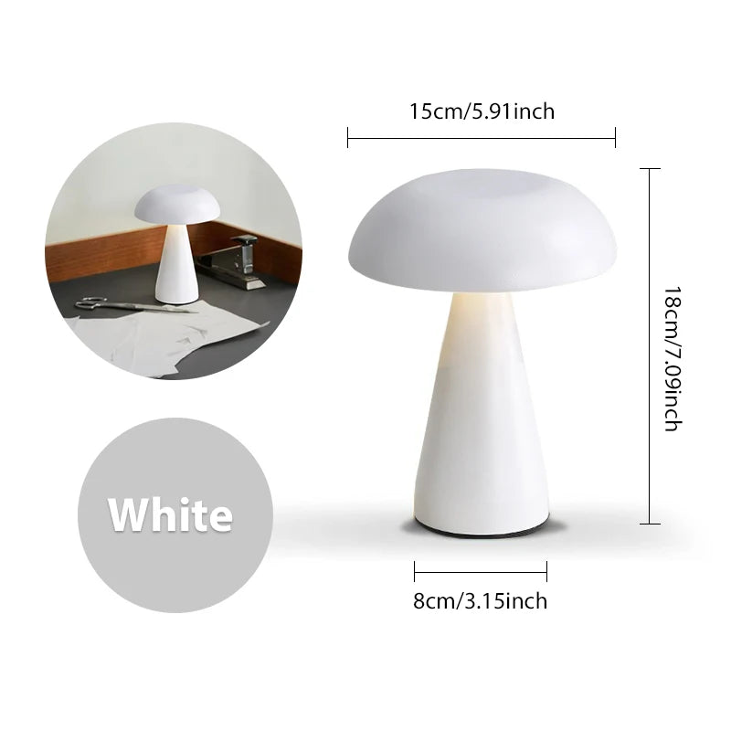 Make It Pop - Retro Table Lamp Mushroom LED Night Light Rechargeable desk lamp Touch Sensor Reading Lights for bedroom Restaurant Bar Decor