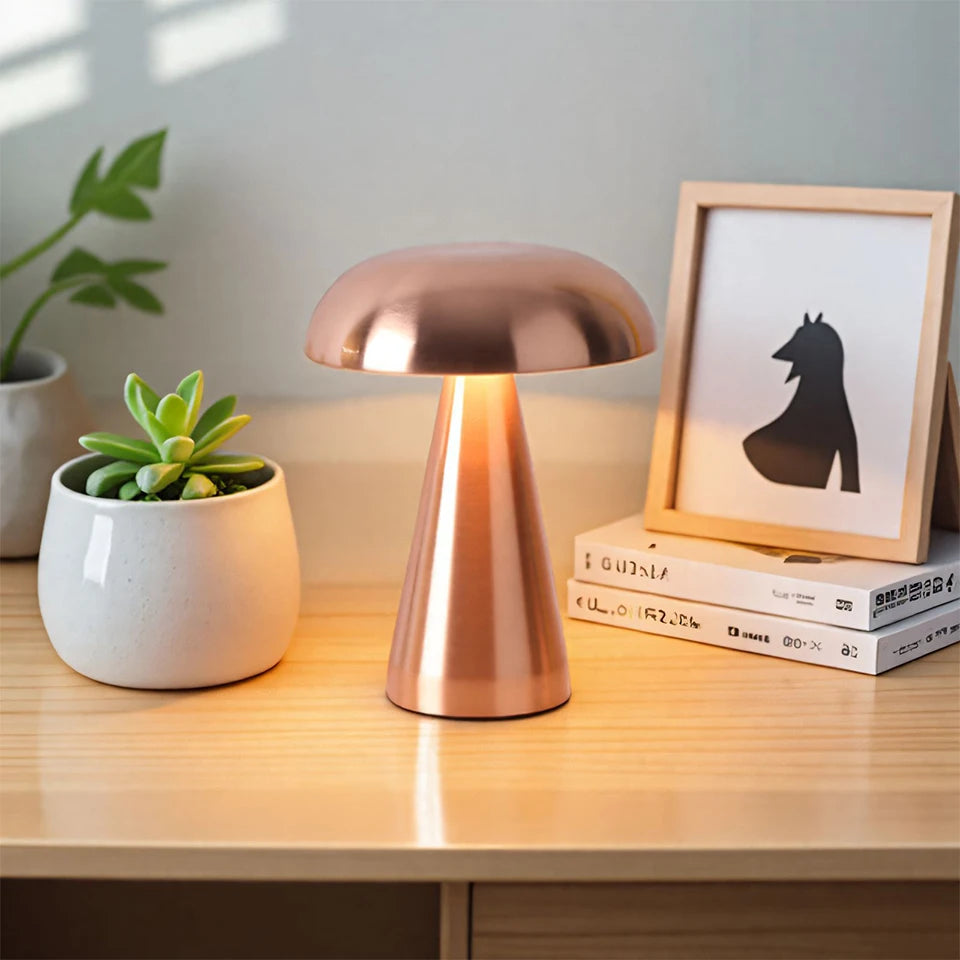 Make It Pop - Retro Table Lamp Mushroom LED Night Light Rechargeable desk lamp Touch Sensor Reading Lights for bedroom Restaurant Bar Decor