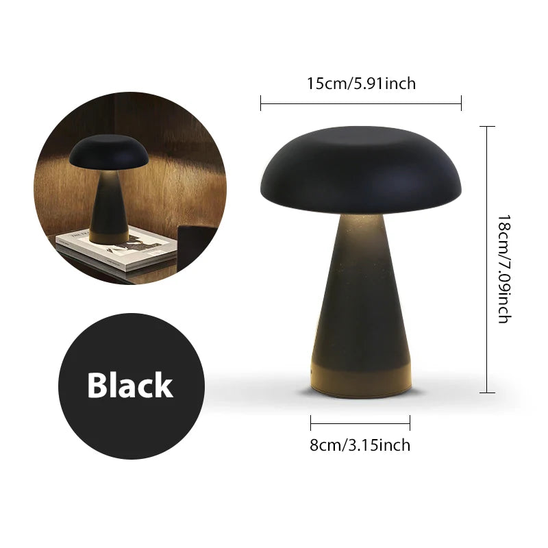 Make It Pop - Retro Table Lamp Mushroom LED Night Light Rechargeable desk lamp Touch Sensor Reading Lights for bedroom Restaurant Bar Decor